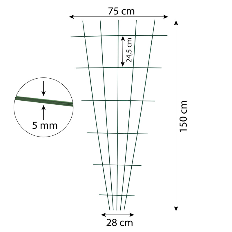 Podpora do Roślin Krata Trójkątna Zielona 150x75cm
