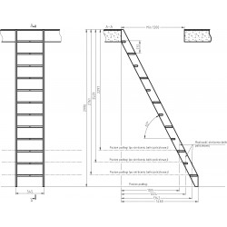 Drewniane schody młynarskie proste - "Oslo 545" - KACZE