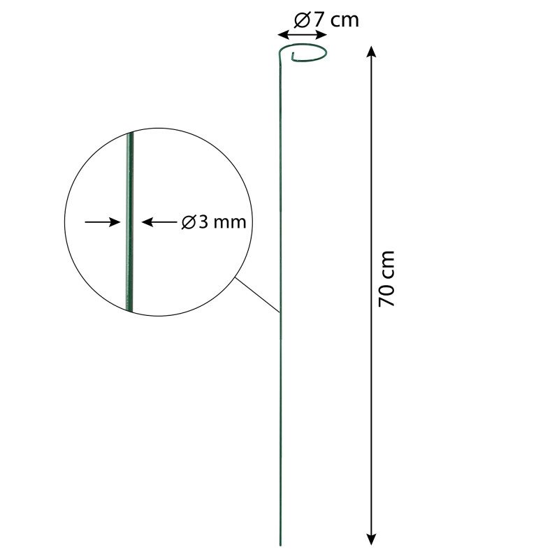 Podpora do roślin z oczkiem 70 cm zielona metalowa