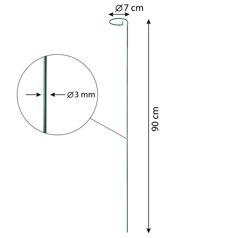 Podpora do roślin z oczkiem 90 cm zielona metalowa