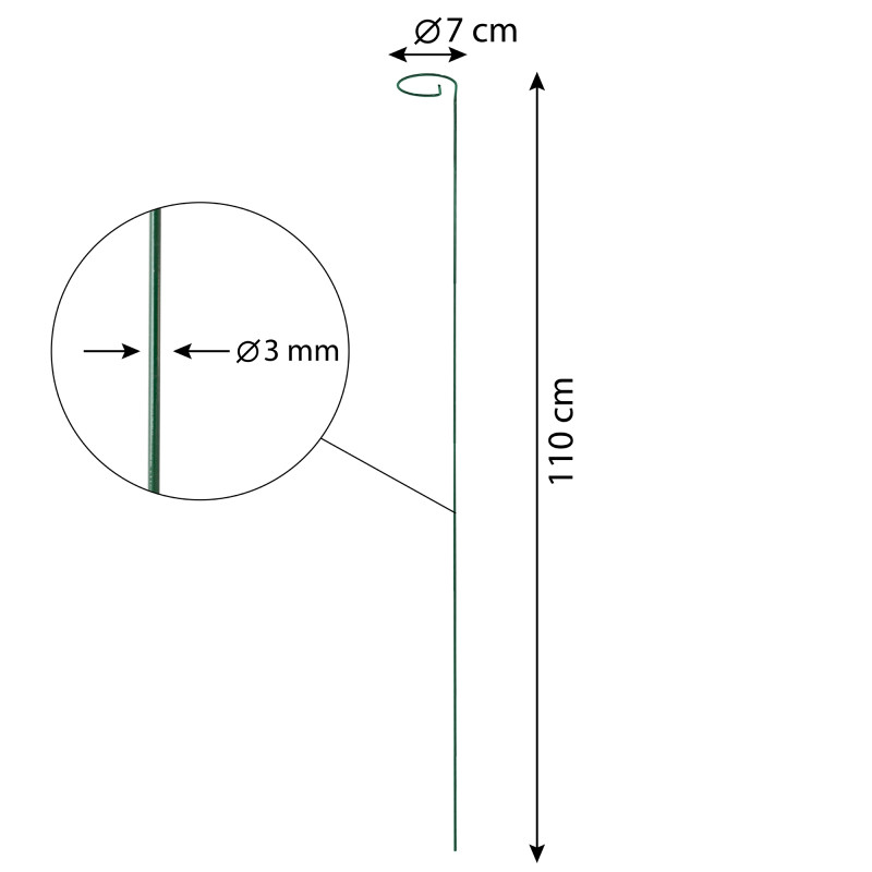 Podpora do roślin z oczkiem 110 cm zielona metalowa