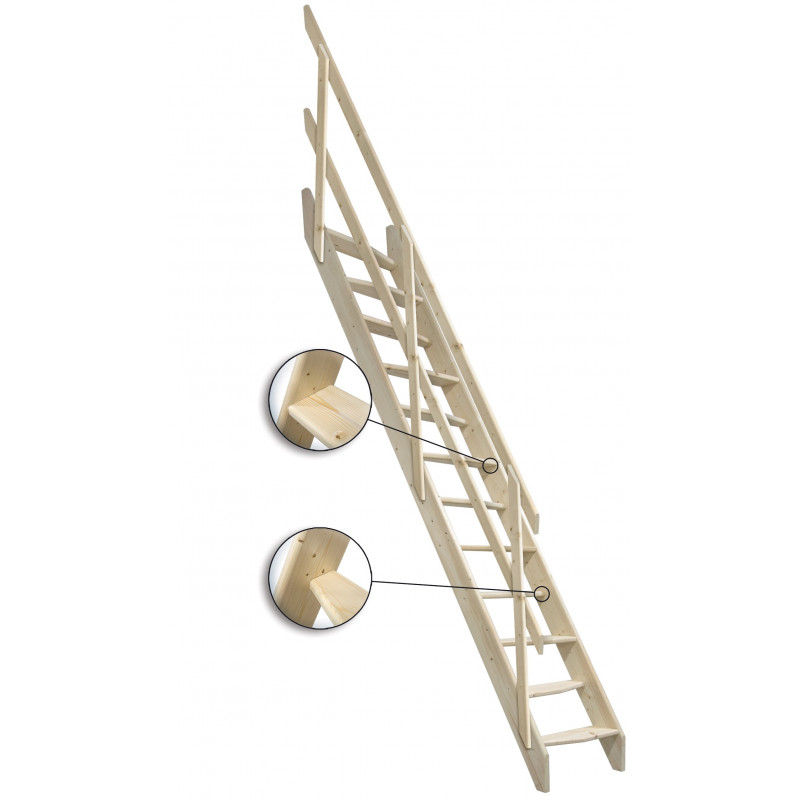 Drewniane schody młynarskie proste - "Oslo 545" - KACZE