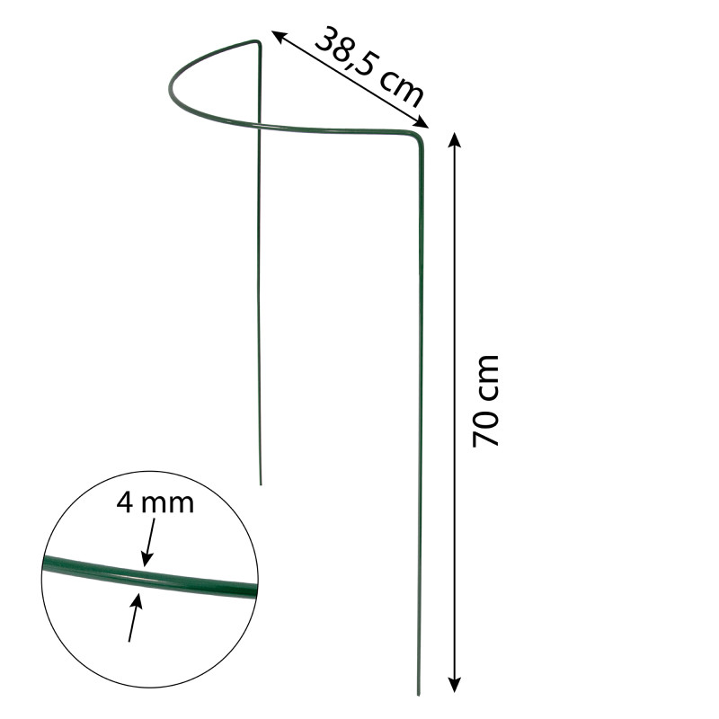 Metalowa podpora do roślin półkole 70 cm