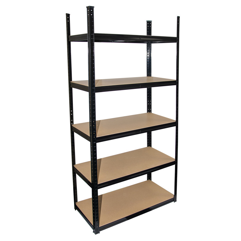 Regał metalowy magazynowy 180x90x40 cm czarny 2w1 garażowy do piwnicy 175 kg