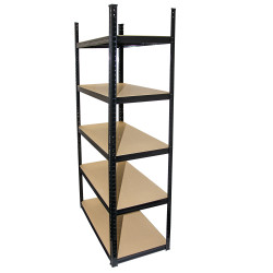 Regał metalowy magazynowy 180x90x40 cm czarny 2w1 garażowy do piwnicy 175 kg