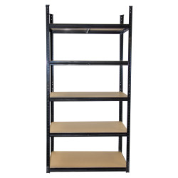 Regał metalowy magazynowy 220x110x45 cm czarny 2w1 garażowy do piwnicy 175 kg