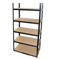 Regał metalowy magazynowy 220x110x45 cm czarny 2w1 garażowy do piwnicy 175 kg