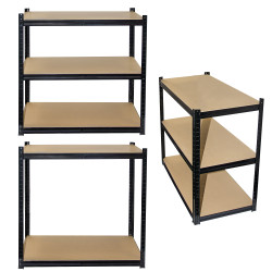Regał metalowy magazynowy 220x110x45 cm czarny 2w1 garażowy do piwnicy 175 kg