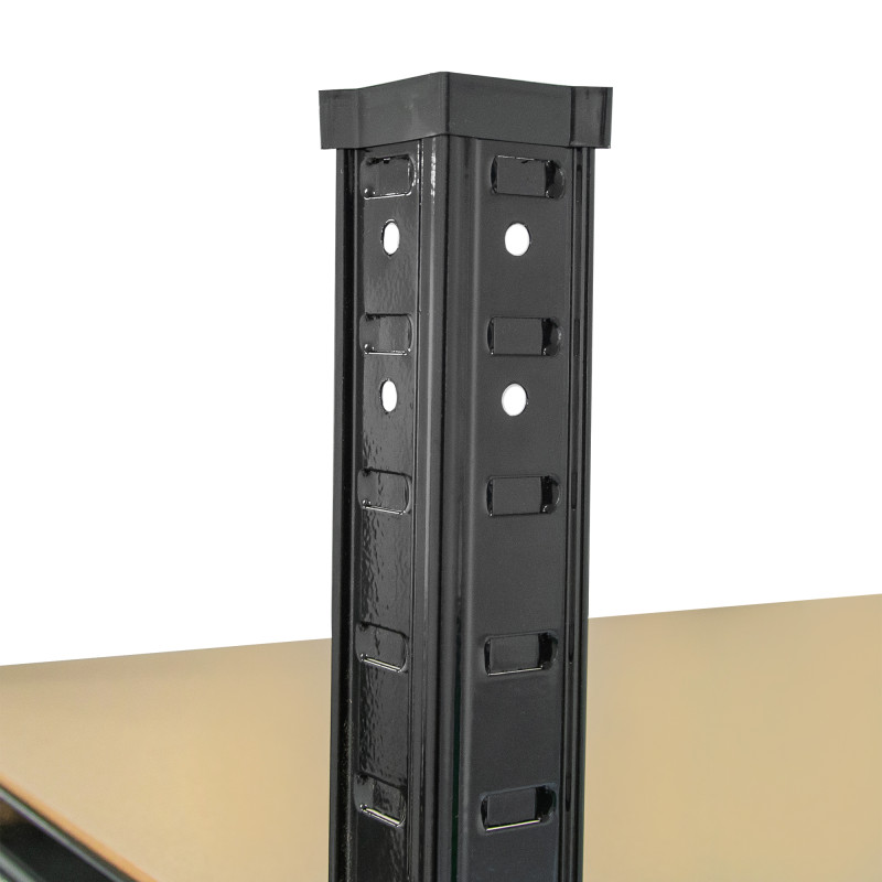 Regał metalowy magazynowy 220x110x45 cm czarny 2w1 garażowy do piwnicy 175 kg