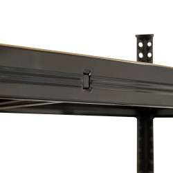 Regał metalowy magazynowy 220x110x45 cm czarny 2w1 garażowy do piwnicy 175 kg