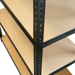 Regał metalowy magazynowy 220x110x45 cm czarny 2w1 garażowy do piwnicy 175 kg