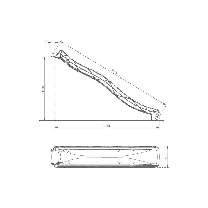 Ślizg "Fala" - Pastelowy Róż - wysokość 150cm - długość 300cm