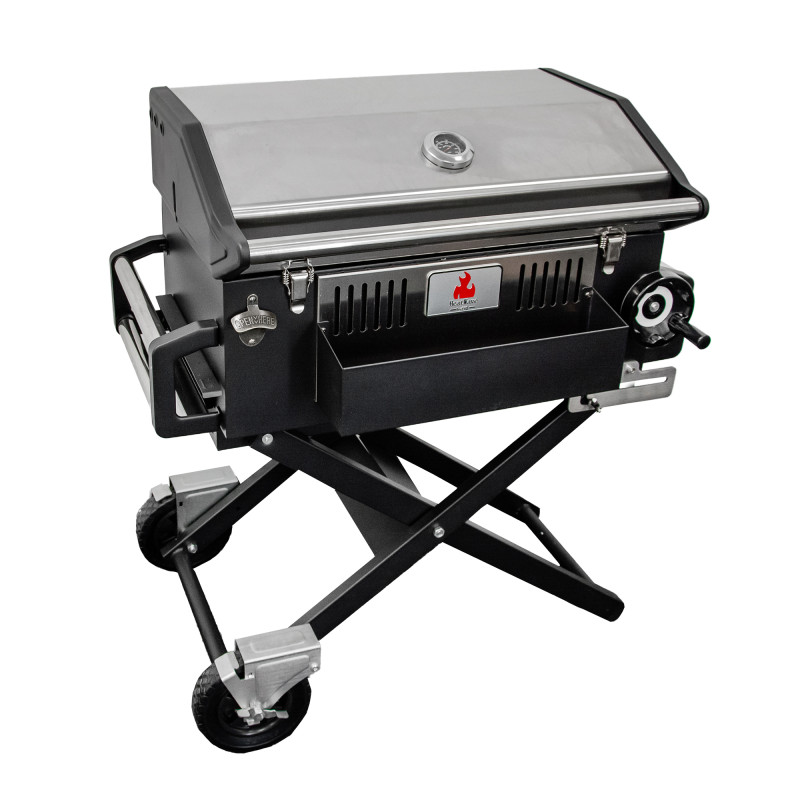 Duży Grill węglowy LUX 139X57X100 cm PREMIUM stalowy z żeliwnym rusztem