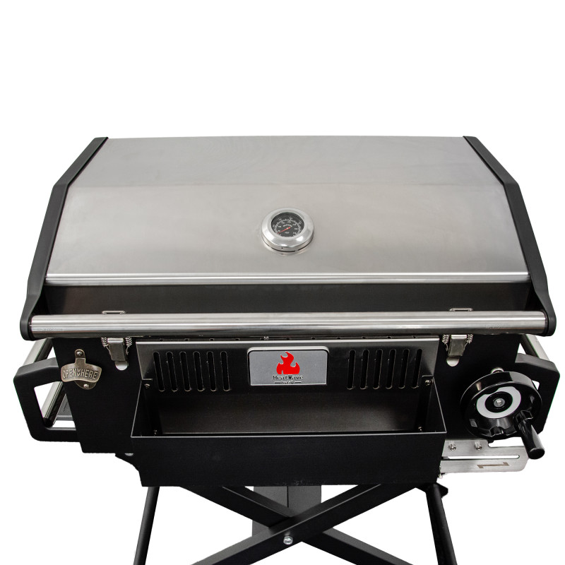 Duży Grill węglowy LUX 139X57X100 cm PREMIUM stalowy z żeliwnym rusztem