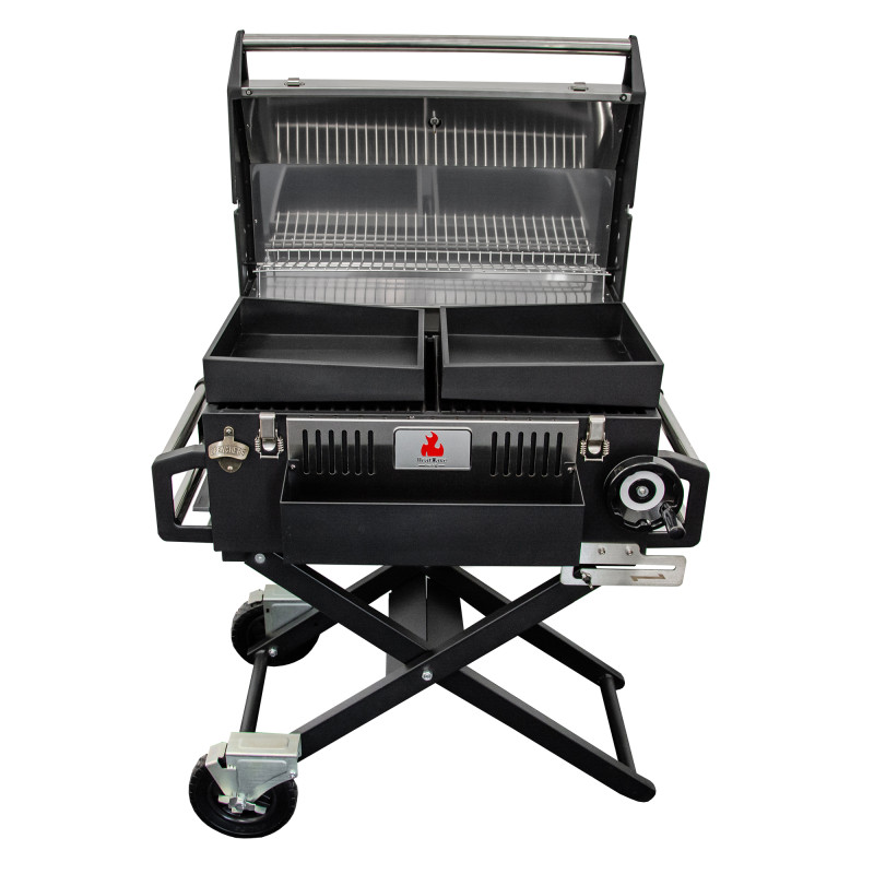 Duży Grill węglowy LUX 139X57X100 cm PREMIUM stalowy z żeliwnym rusztem