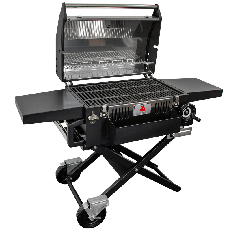 Duży Grill węglowy LUX 139X57X100 cm PREMIUM stalowy z żeliwnym rusztem