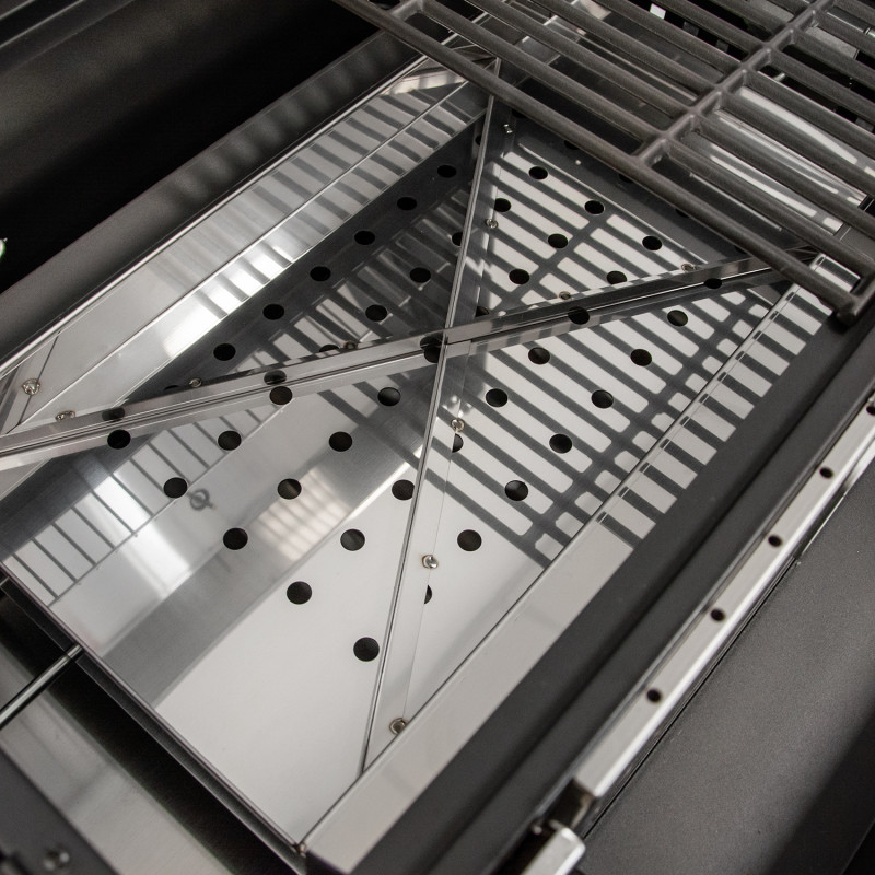 Duży Grill węglowy LUX 139X57X100 cm PREMIUM stalowy z żeliwnym rusztem