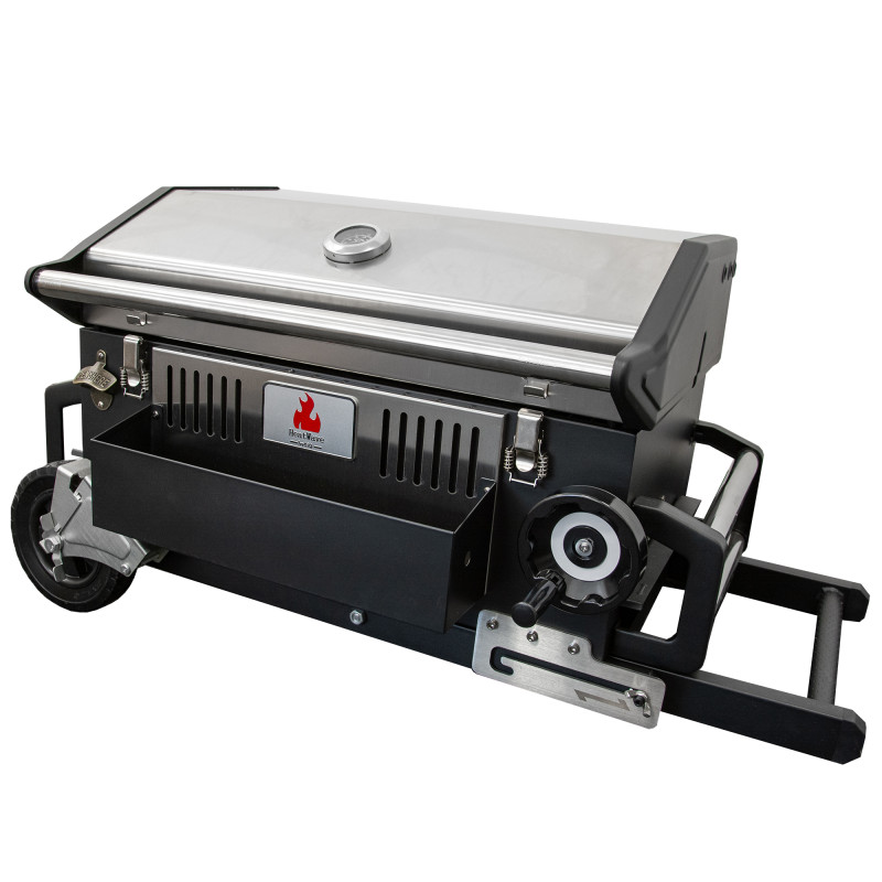 Duży Grill węglowy LUX 139X57X100 cm PREMIUM stalowy z żeliwnym rusztem