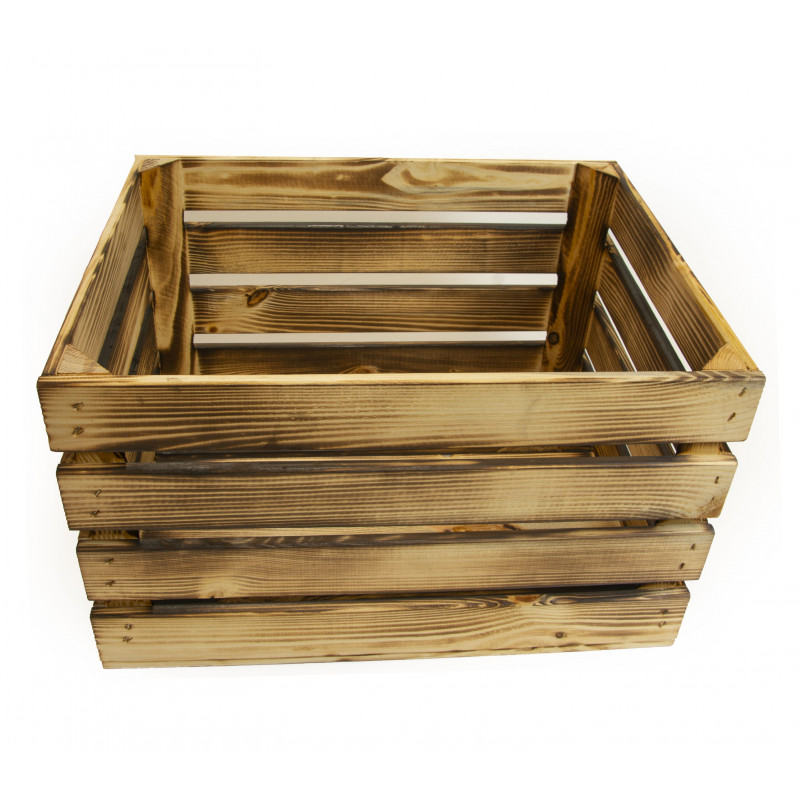 Drewniany regał ze skrzynek OPALANY na warzywa i owoce 150x80x30cm WKRĘTY x8