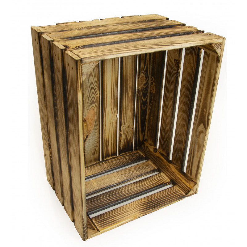 Drewniany regał ze skrzynek OPALANY na warzywa i owoce 150x80x30cm WKRĘTY x8