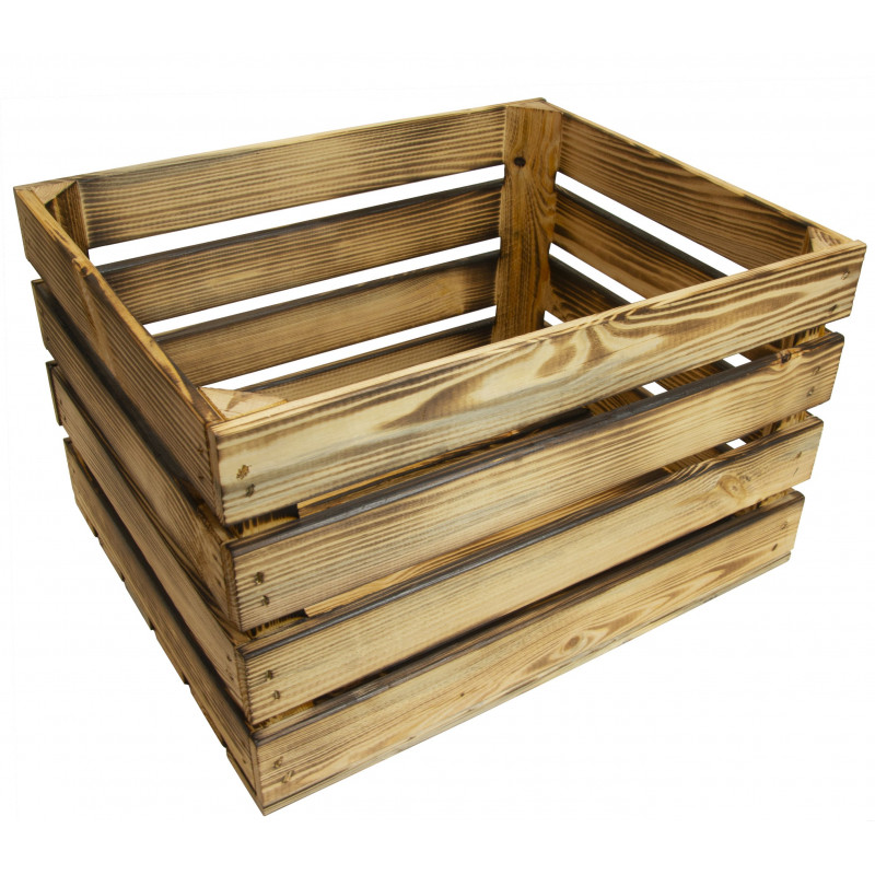 Drewniany regał ze skrzynek OPALANY na warzywa i owoce 150x120x30cm WKRĘTY x16