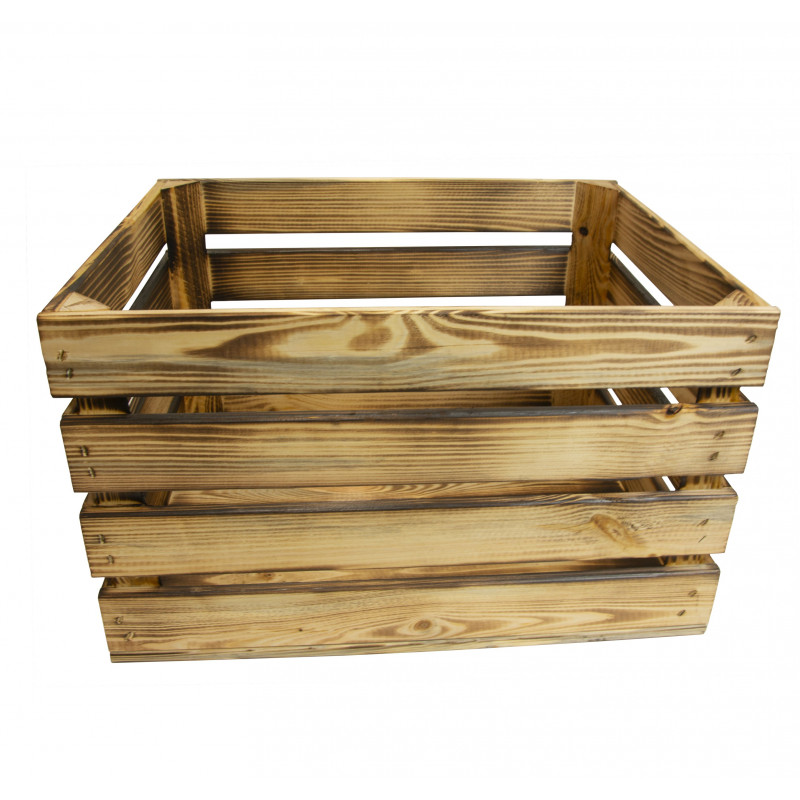 Drewniany regał ze skrzynek OPALANY na warzywa i owoce 150x120x30cm WKRĘTY x16