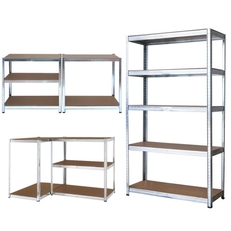 Regał metalowy magazynowy 180x75x35 cm ocynkowany 2w1 garażowy do piwnicy 150 kg