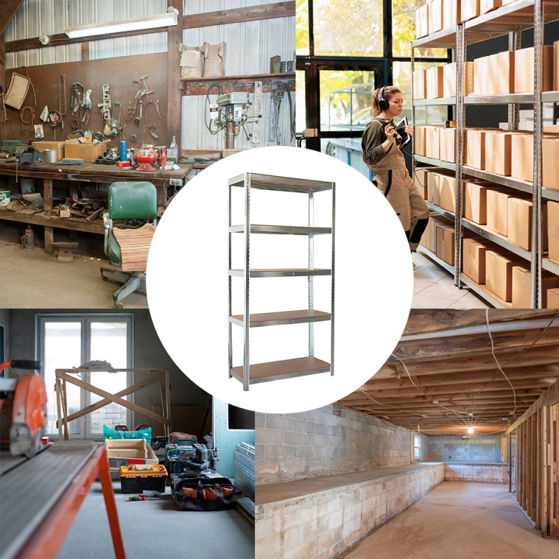 Regał metalowy magazynowy 180x75x35 cm ocynkowany 2w1 garażowy do piwnicy 150 kg