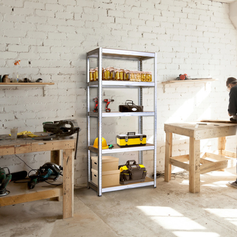 Regał metalowy magazynowy 180x75x35 cm ocynkowany 2w1 garażowy do piwnicy 150 kg