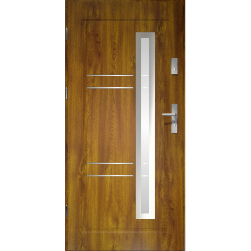  	Drzwi zewnętrzne przeszklone APOLLO - Złoty Dąb. Szklenie Lakomat. Produkt polski. 