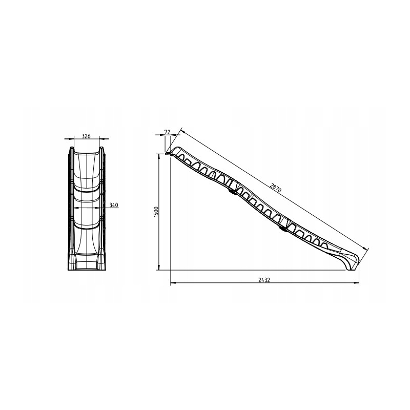 Składany Ślizg "Rocli" - Ciemnozielony - wysokość 150cm - długość 300 cm