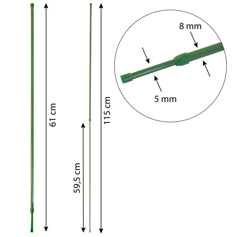 Tyczka teleskopowa do roślin 60 cm zielona rozkładana 24 szt.