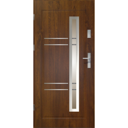  	Drzwi zewnętrzne przeszklone APOLLO - Ciemny Orzech. Szklenie Stopsol. Produkt polski. 