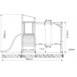 Huśtawka "Franek LUX" ze zjeżdżalnią - wymiary.