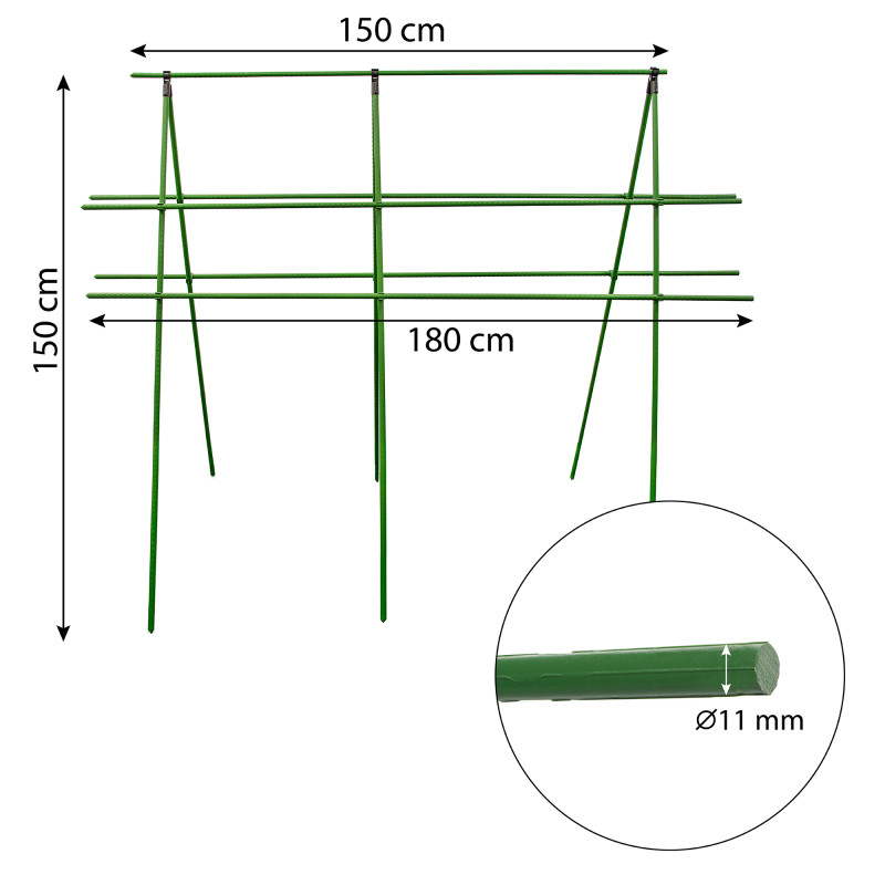 Stelaż do roślin z tyczek 150-180cm 11mm łączniki opaski podpora do ogórków