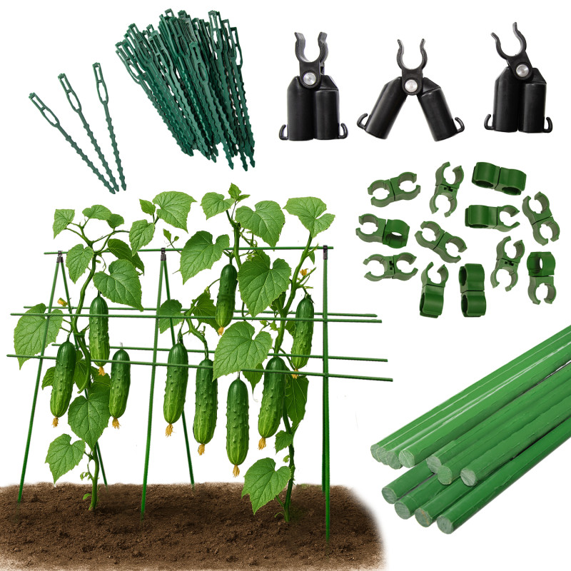 Stelaż do roślin z tyczek 150-180cm 11mm łączniki opaski podpora do ogórków
