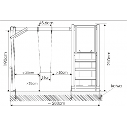 Huśtawka "Franek" ze zjeżdżalnią - wymiary