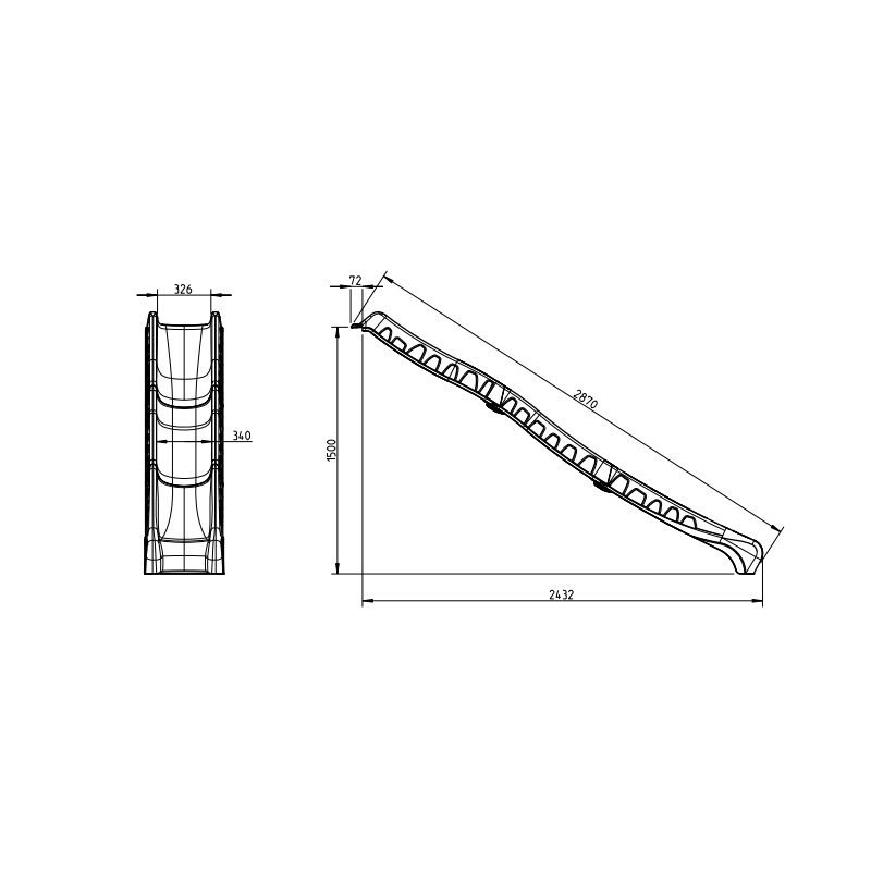 Składany Ślizg "Rocli" - Niebieski - wysokość 150cm - długość 300 cm
