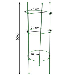 Podpora pierścieniowa do roślin okrągła 60 cm stal+PE 25 szt. Zestaw