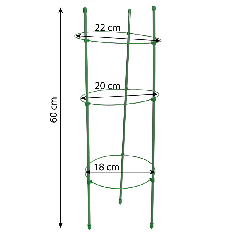 Podpora pierścieniowa do roślin okrągła 60 cm stal+PE 25 szt. Zestaw