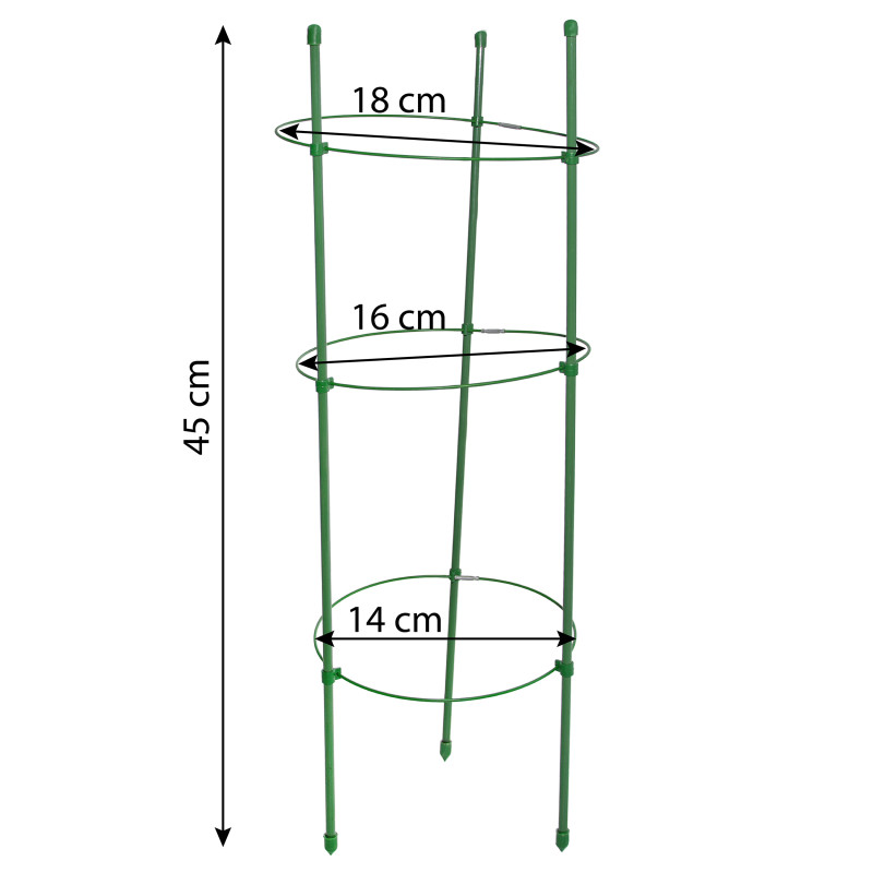 Podpora pierścieniowa do roślin okrągła 45 cm stal+PE 25 szt. Zestaw