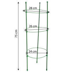 Podpora pierścieniowa do roślin okrągła 75 cm stal+PE 25 szt. Zestaw