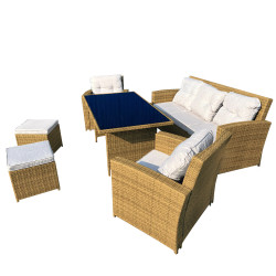 Zestaw Mebli Ogrodowych AMARA Rattan PE 7-osobowy BRĄZOWY