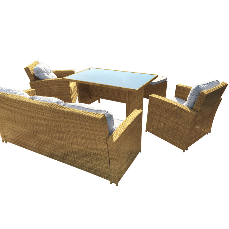 Zestaw Mebli Ogrodowych AMARA Rattan PE 7-osobowy BRĄZOWY