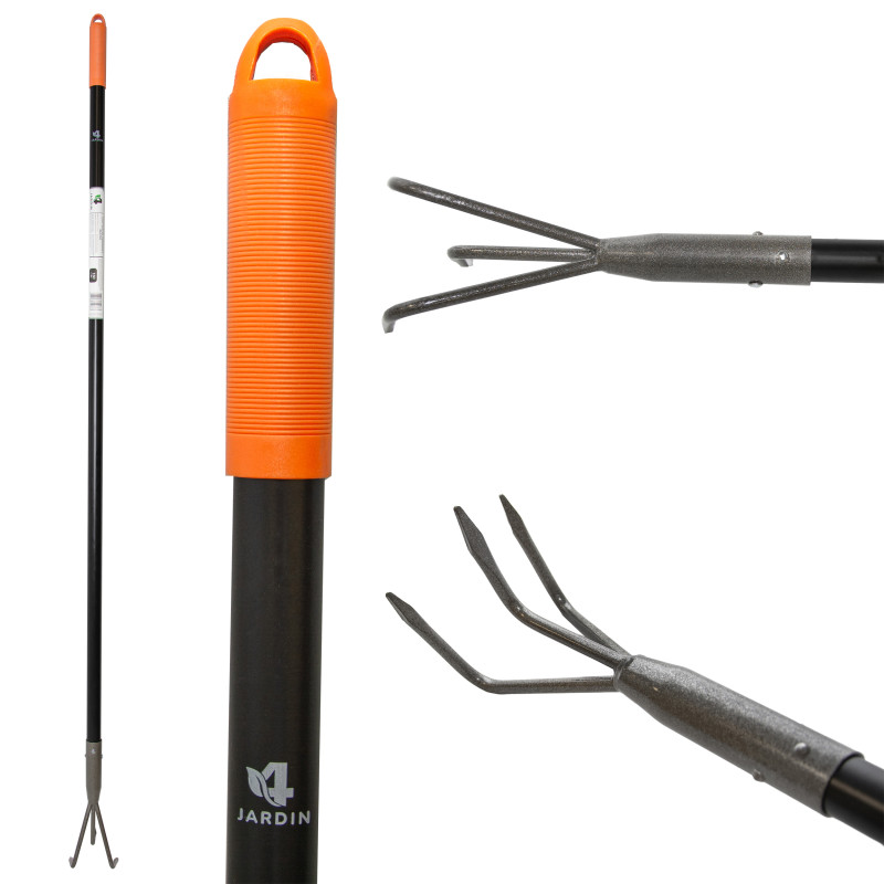 Kultywator Ogrodowy Ręczny 3 Pazurki Metalowy Czarny 150 cm