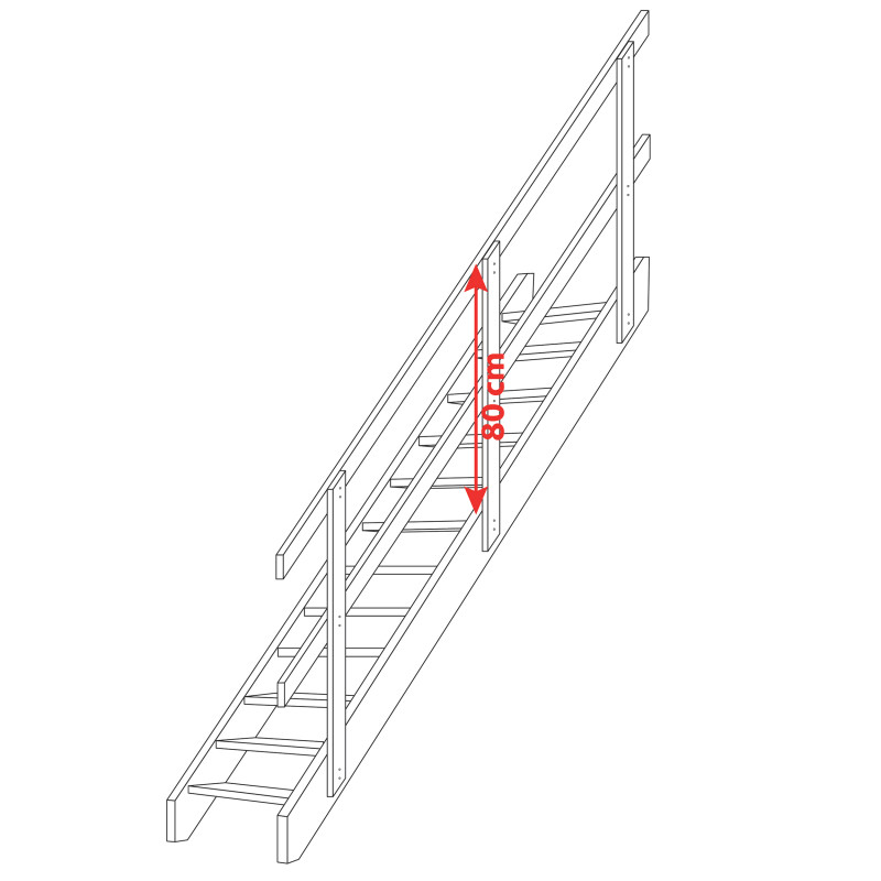 Drewniane schody młynarskie proste - "Kopenhaga 745"