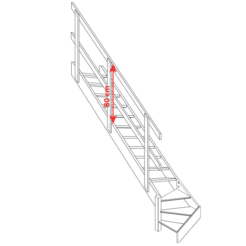 Drewniane schody młynarskie zabiegowe lewe - "Kopenhaga 545"