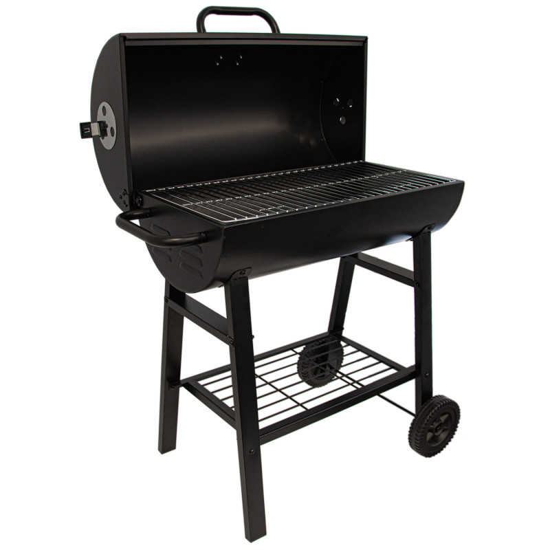 Grill węglowy półbeczkowy ogrodowy z rusztem 59,5x29 cm