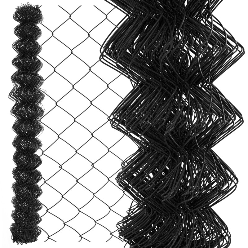 Siatka ogrodzeniowa pleciona antracyt 160 cm 10 m drut 2,5 mm oczko 65x65 mm