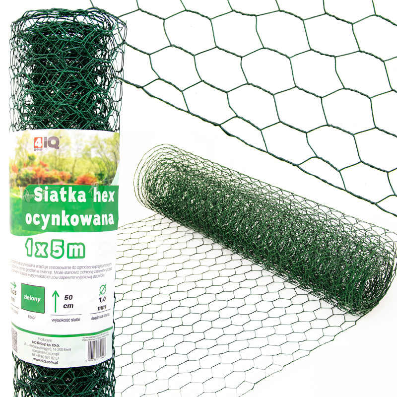 Siatka hexagonalna ocynkowana zielona 0,5x5m ogrodzenie 25x25mm